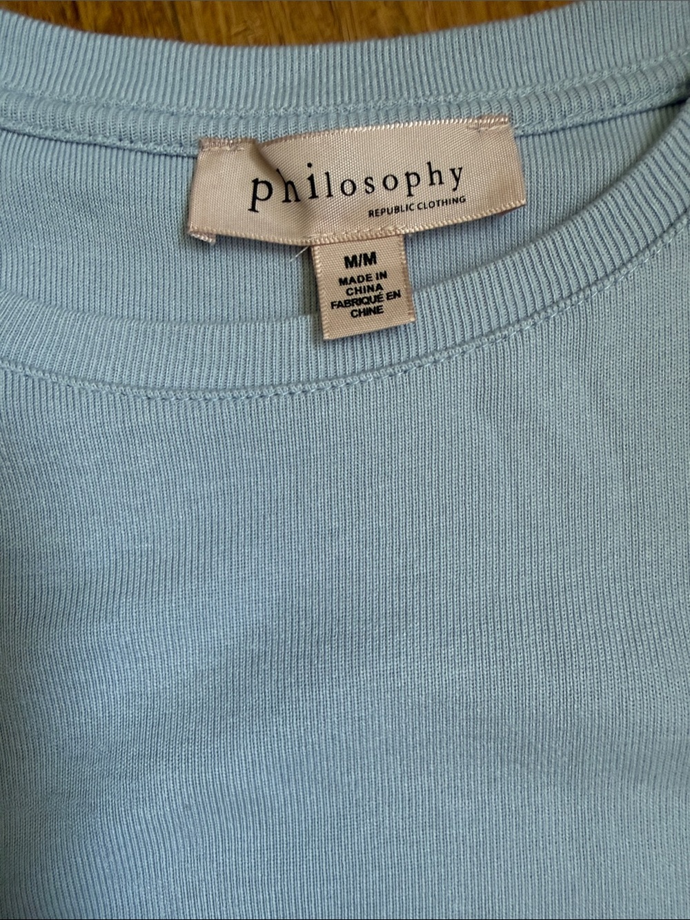 Philosophy Light Blue Gray Eyelet Puff Sleeve Tee - Picture 6 of 9